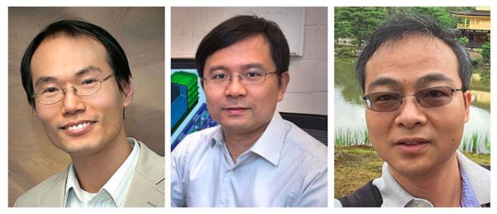 (From left to right) Brookhaven computational scientist Shinjae Yoo (principal investigator), Brookhaven physicist Chao Zhang, and Stony Brook University quantum information theorist Tzu-Chieh Wei are developing deep learning techniques to efficiently handle sparse data using quantum computer architectures. Data sparsity is common in high-energy physics experiments.  CREDIT Brookhaven National Laboratory