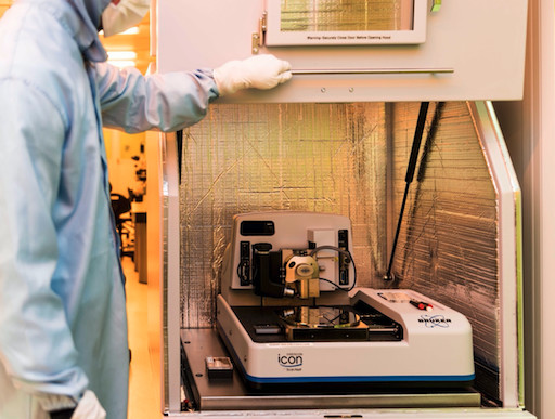 Archer staff operating the specialised, state-of-art conduction atomic force microscopy instrumentation required to perform the measurements. The instrumentation is housed in a chip prototype foundry with a cleanroom environment and sterile protocols. Wider commercial and technological impact of the measurements