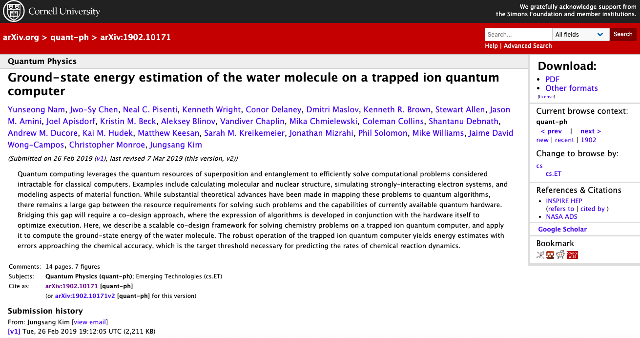 IonQ performs the first quantum computer simulation of the water molecule