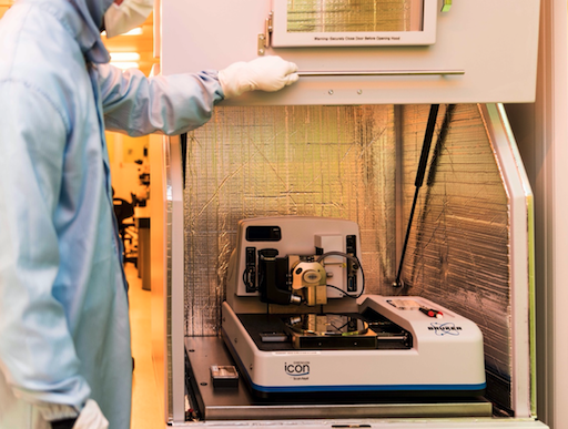 Archer staff operating the specialised, state-of-art conduction atomic force microscopy instrumentation required to perform the measurements. The instrumentation is housed in a chip prototype foundry with a cleanroom environment and sterile protocols. Wider commercial and technological impact of the measurements