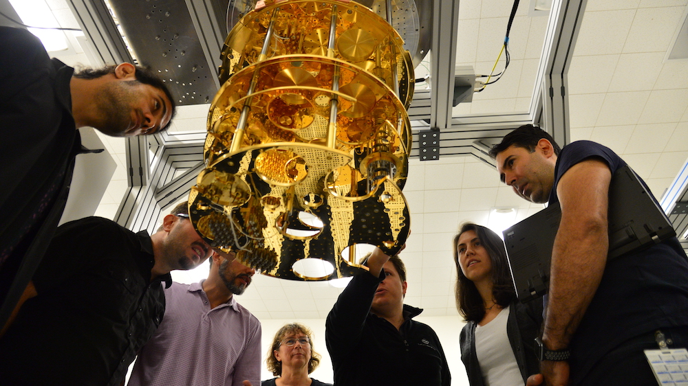 A photo shows the inside of a quantum computing refrigerator in Intel´s Quantum Computing Lab in Hillsboro, Oregon. (Credit: Walden Kirsch/Intel Corporation) A photo shows the inside of a quantum computing refrigerator in Intel´s Quantum Computing Lab in Hillsboro, Oregon. (Credit: Walden Kirsch/Intel Corporation)