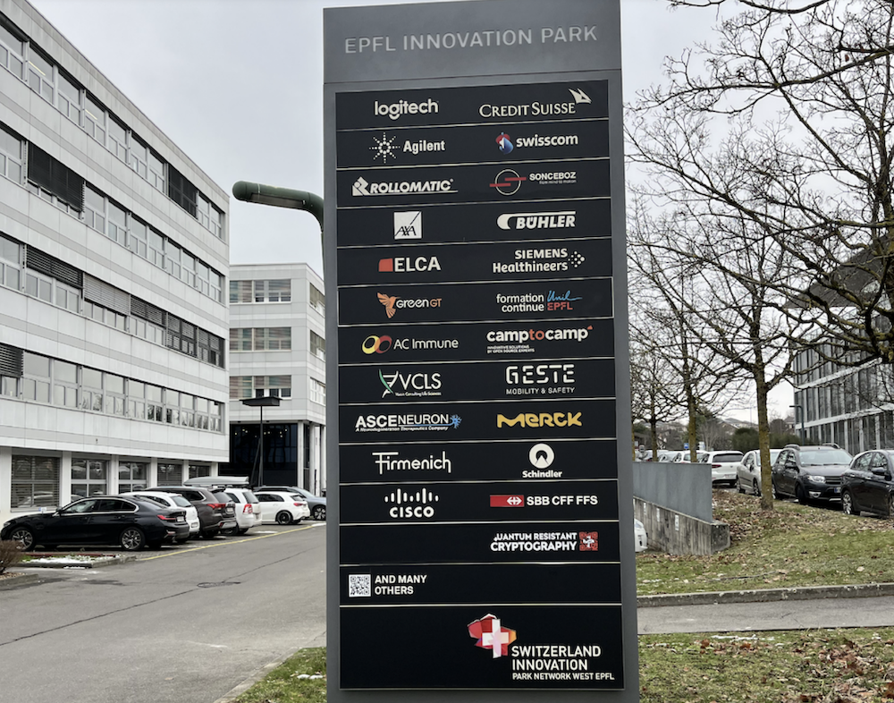 Entryway to the EPFL Innovation Park in Lausanne, Switzerland, that is part of the SIP West EPFL network, where Archer is based as part of the AIC Program.