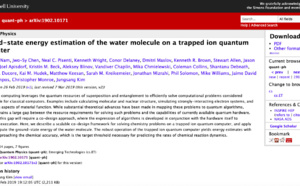 IonQ performs the first quantum computer simulation of the water molecule IonQ performs the first quantum computer simulation of the water molecule