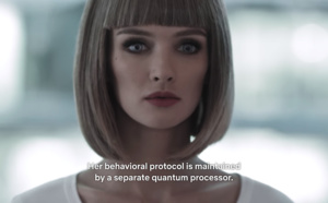 Her behavioral protocol is managed by a separate quantum processor....
