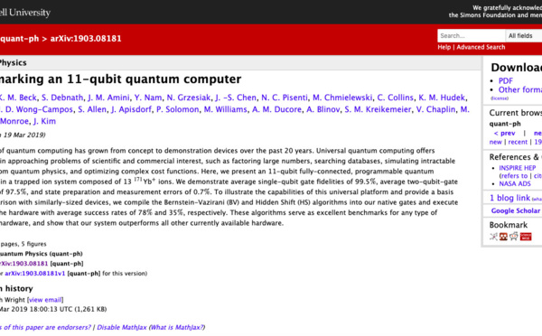 IonQ publishes new benchmarks for quantum computation