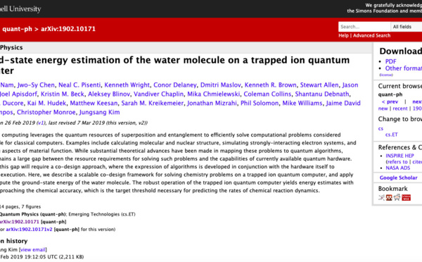 IonQ performs the first quantum computer simulation of the water molecule